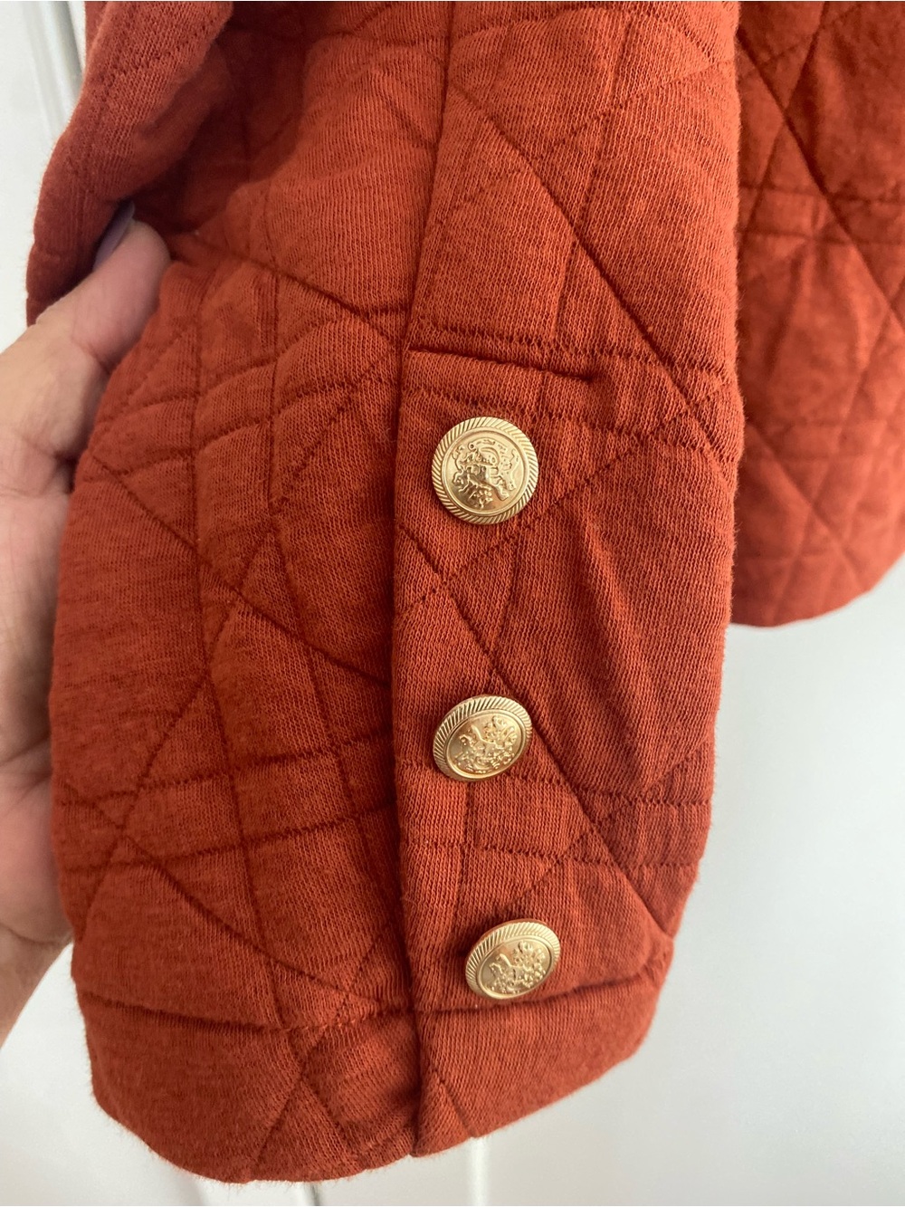 bagatelle Quilted Button-Front Jacket in Rust - Picture 4 of 6